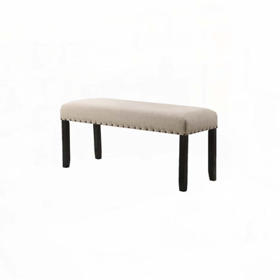 Fabric Dining Bench with Nailhead Trim