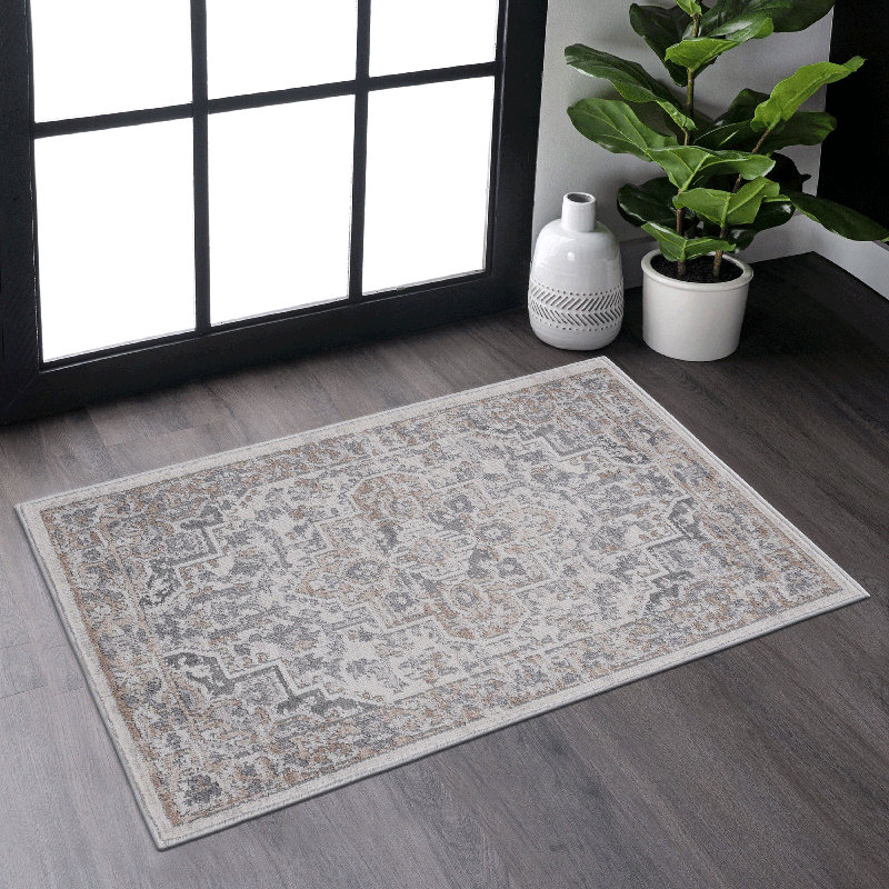 Naar Marfi Area Rugs, Ivory/Beige/Oriental Accent Power Loom Machine -Crafted, Rectangle 2'2" x 3'