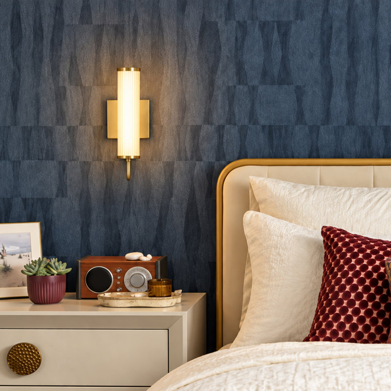 LED Ribbed Acrylic Linear Wall Sconce with Electroplated Brass Metal Frame