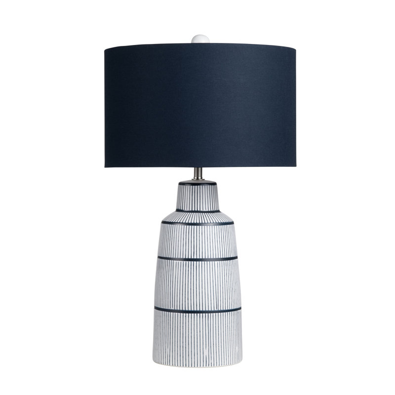 29" Ceramic Table Lamp With Blue Shade