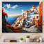 «Colorful Santorini Cityscape Popart III», reproduction d'art sur toile-1390996575-1390706830