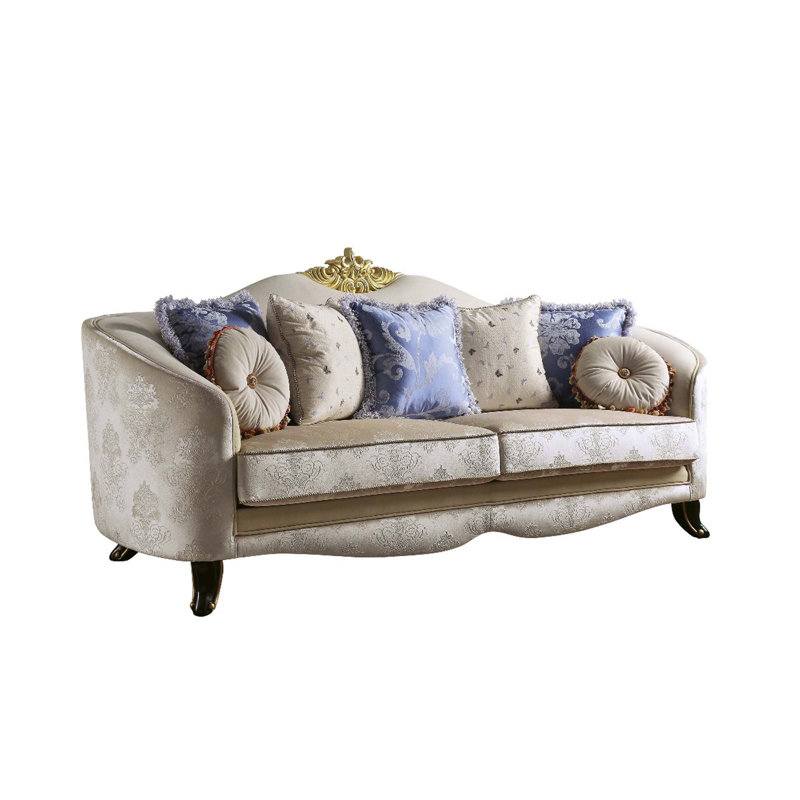 Wathen Bone and Gold 95" Flared Arm Sofa