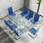 Daarina Modern Dining Table Set, Large Rectangular Glass Table with Silver X-Base and Faux Leather Cantilever Chairs-57360911-6663501