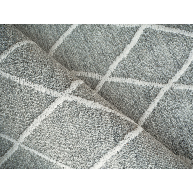 Kodiak Handmade New Zealand Wool, Gray/Ivory Area Rug, Rectangle 4' x 6'