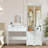 Vanity Desk & 2 Armoire Wardrobe Cabinet With 5 Drawers & 3 Color And Lighting Brightness Adjustable, Dressing Table Set With Mirror And Lights ,white