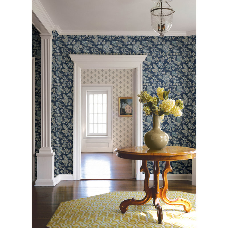 Papier peint Begonia Sea Floral Trail, Bleu/gris