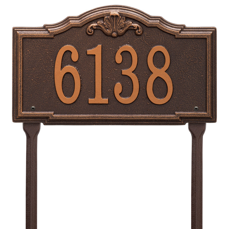 Gatewood Personalized Standard 1-Line Lawn Address Sign, Antique Copper, Yes