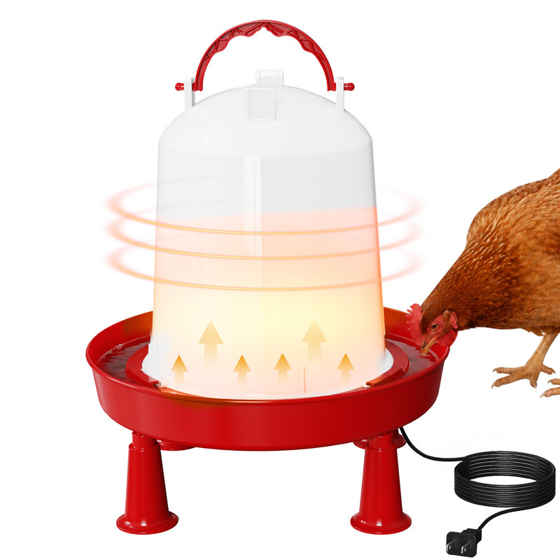 Abreuvoir chauffant pour volailles de 6 L, 65 W, thermostatique, avec chauffage rapide en 15 secondes et protection contre la surchauffe, antigel, idéal pour l'hiver et parfait pour les poussins, canards, cailles et autres volailles de basse-cour.