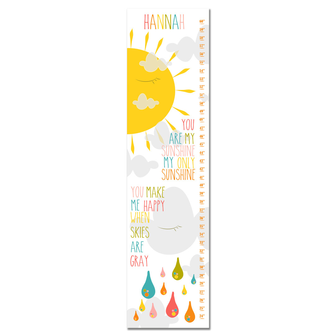 You Are My Sunshine Sun and Cloud Personalized Growth Chart Finny and Zook 
