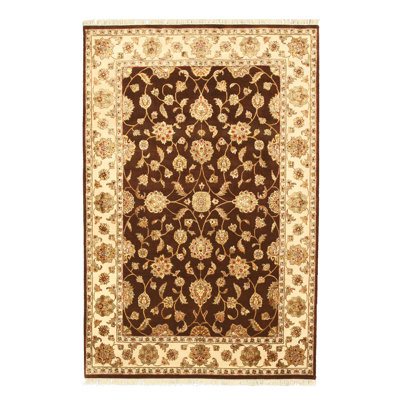 Tapis brun/beige noué la à la main