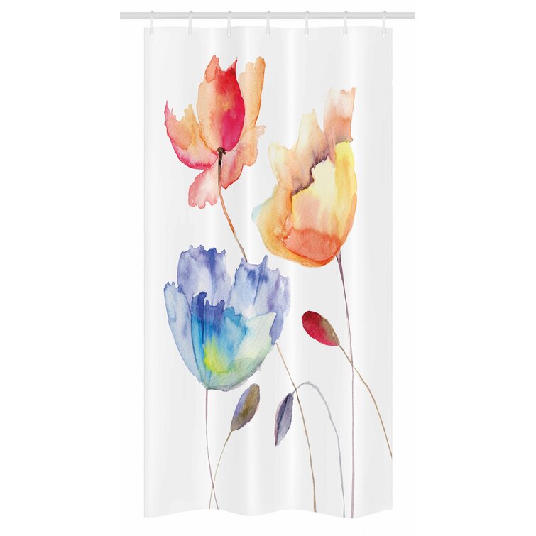Floral Shower Curtain with Hooks Included