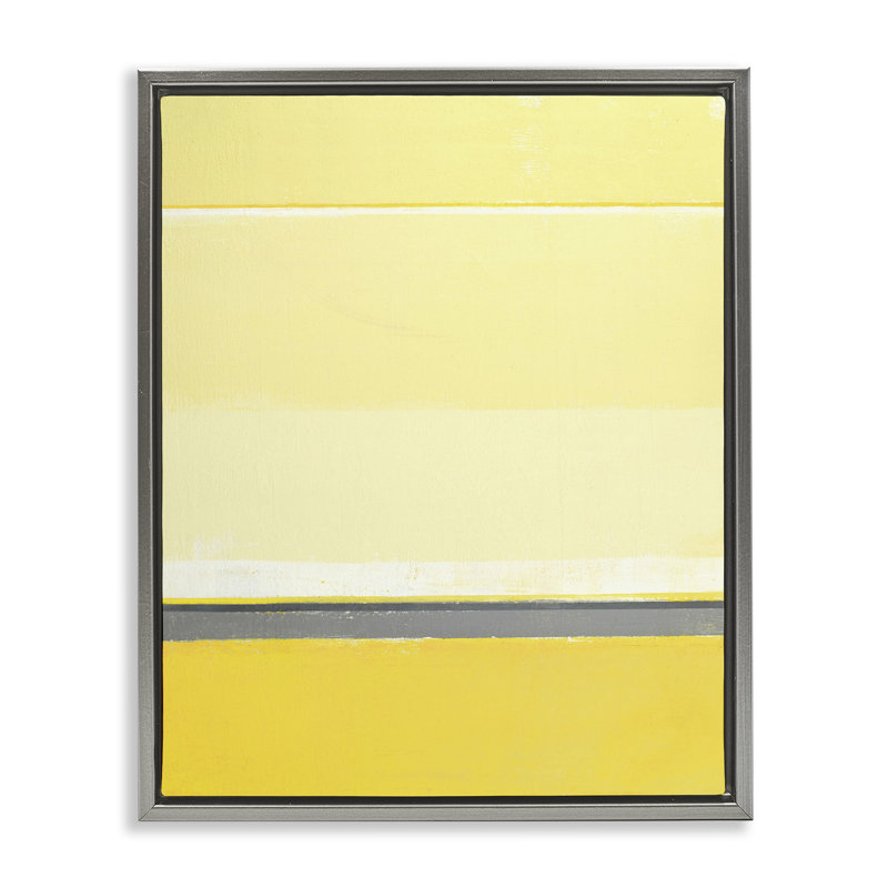 Art mural jaune sur toile flottant abstrait jaune par Incado, Cadre flottant gris lustré, H 31 po x l 25 po