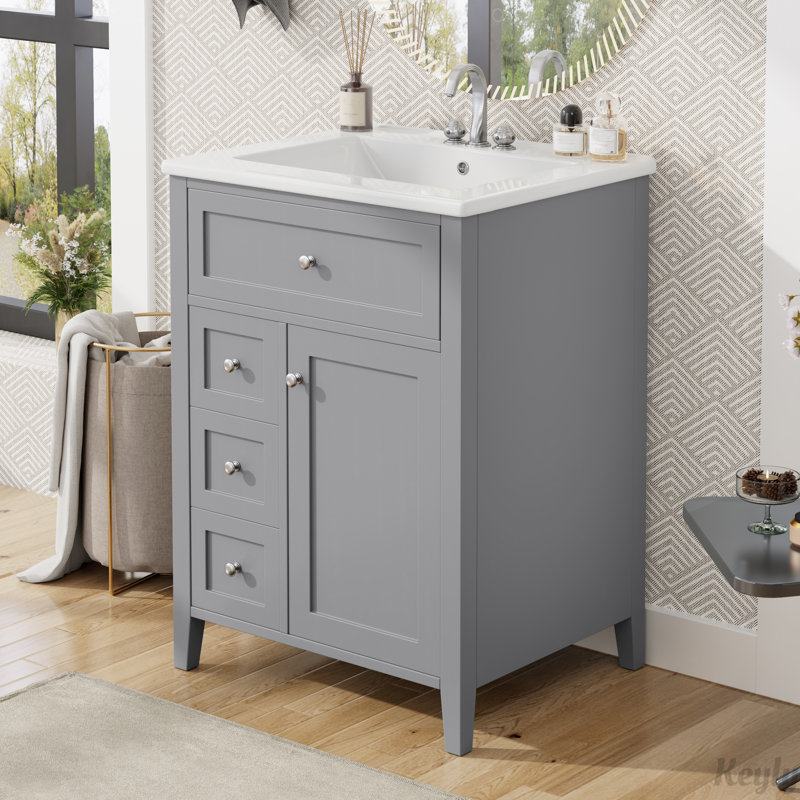 Meuble-lavabo 24 po avec lavabo, tablettes réglables, Vert