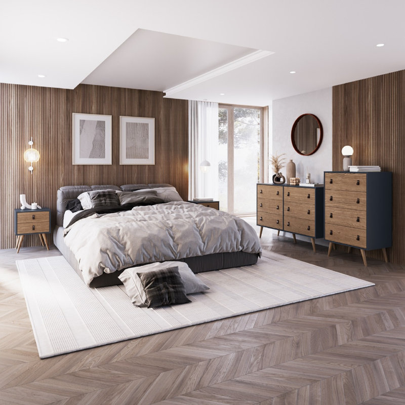 Ganae 35.4'' W Nightstand, Blue