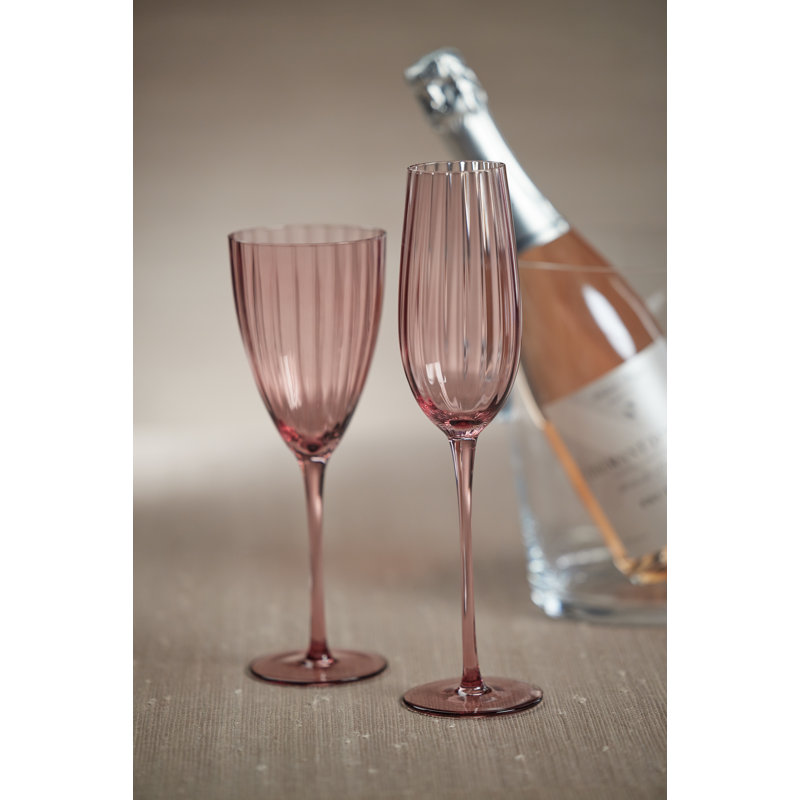 Malden Wine Colored Textured Glass Champagne Flutes, Set of 4