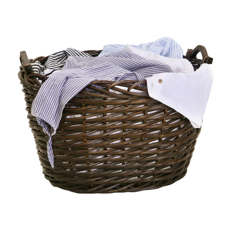Hand Woven Wicker Laundry Basket with Handles