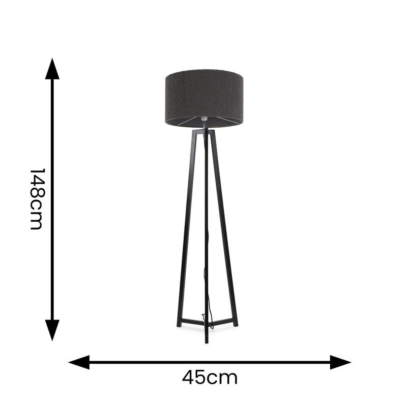 Rhavyn 148cm Matte Black Traditional Floor Lamp