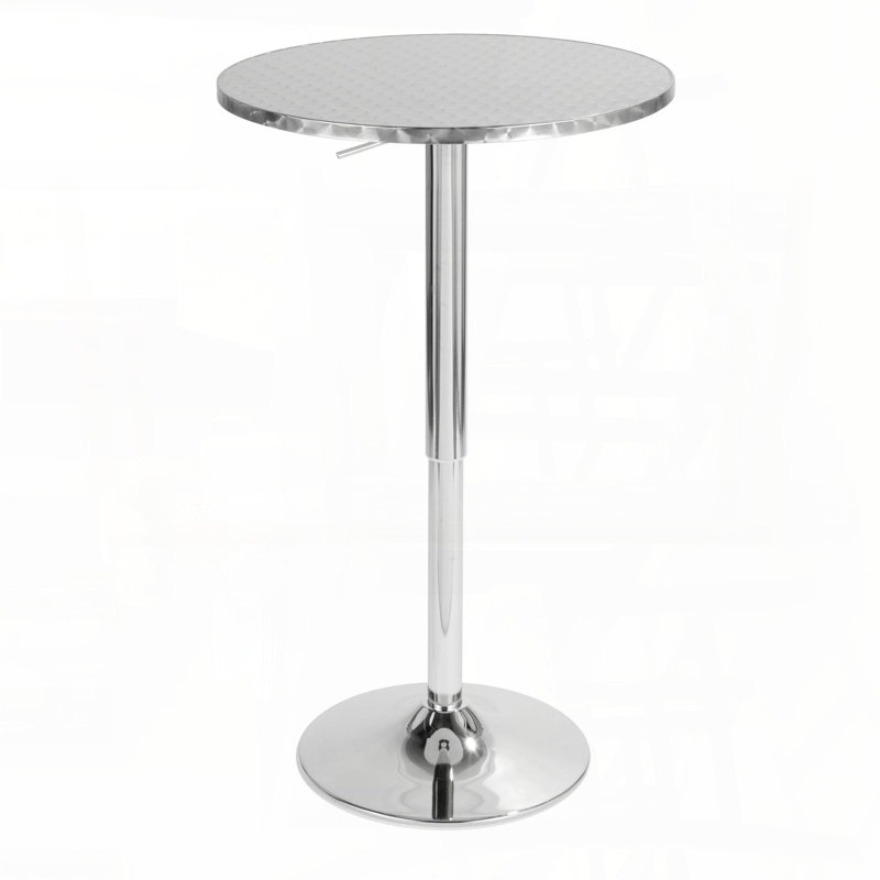 Adjustable Round Bar Table with Decorative Aluminum Top – Silver