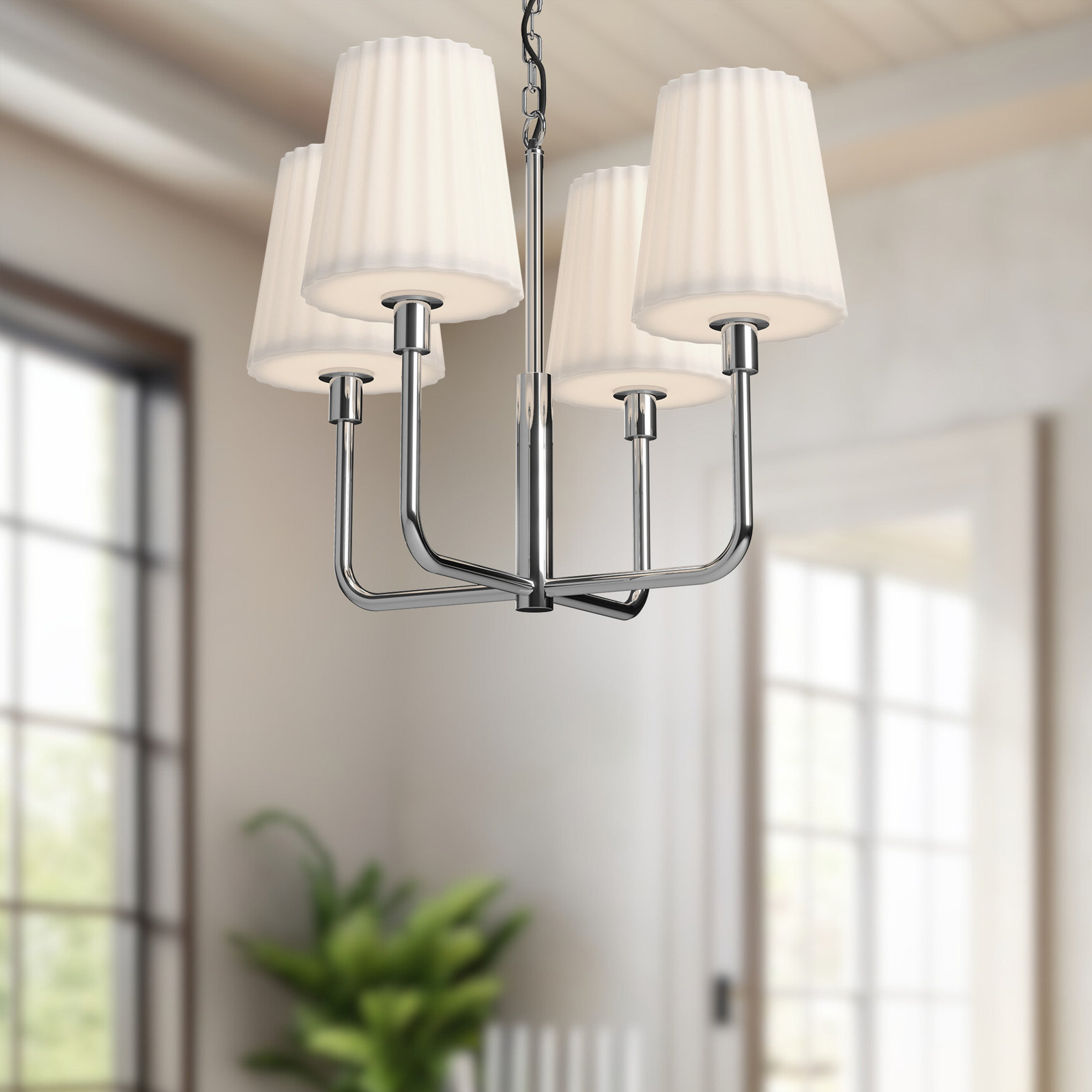 Tindra 4 - Light Metal Dimmable Chandelier, Chrome