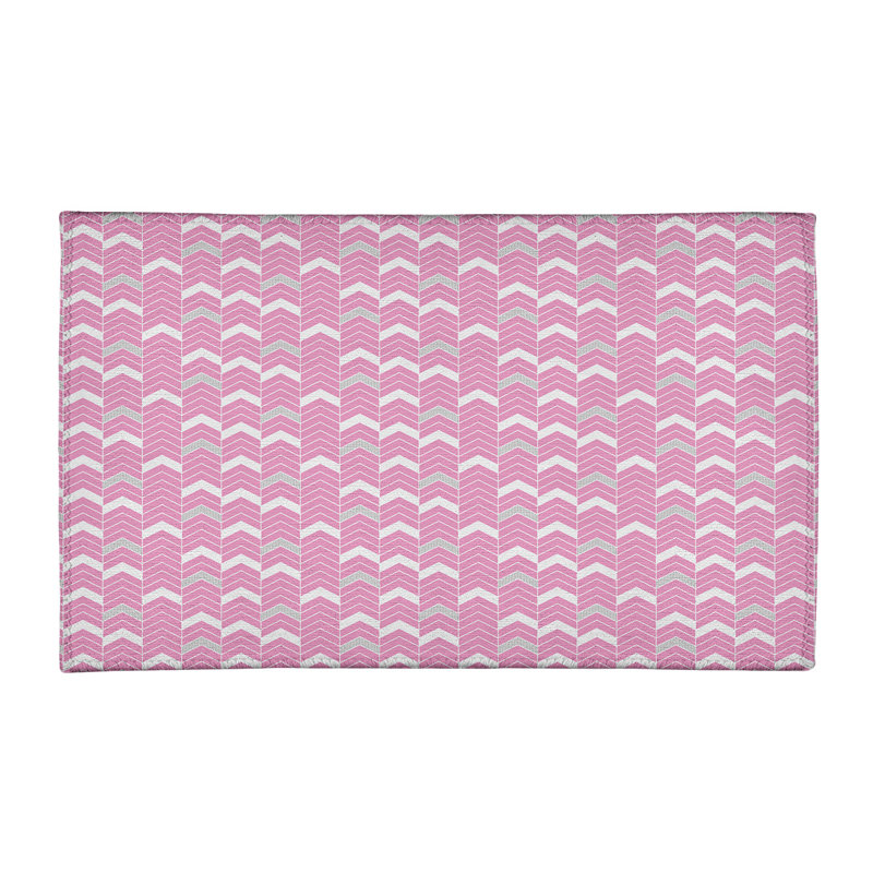 Tapis à chevrons rose/blanc cassé, Rectangle 3 pi x 5 pi