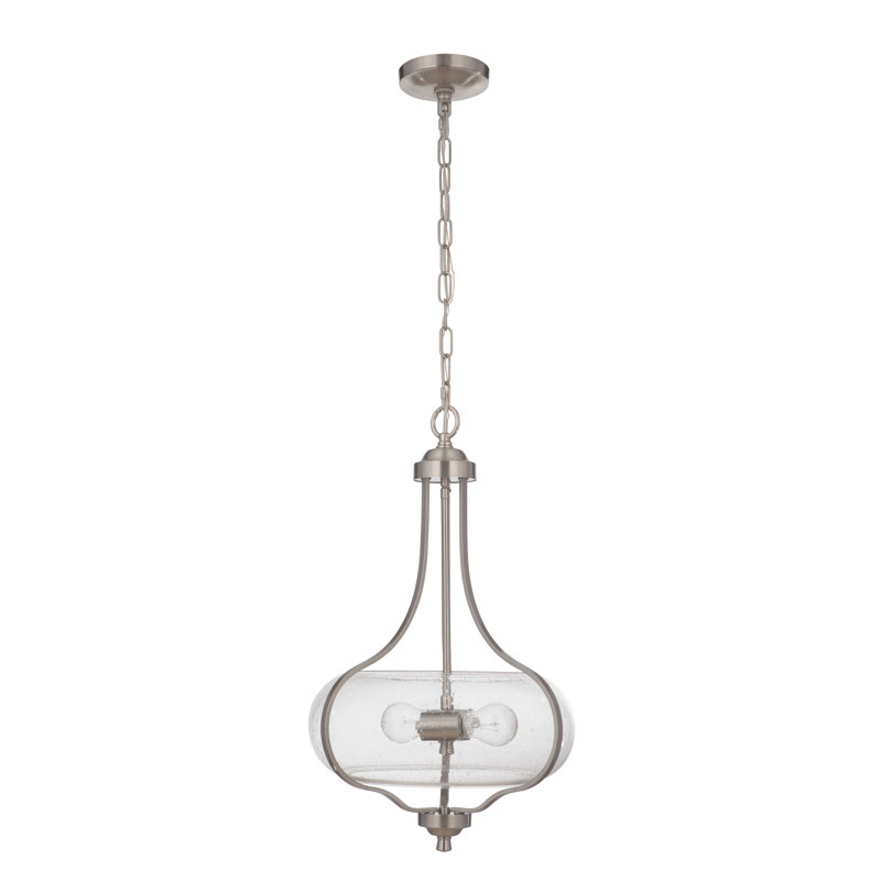 Luminaire suspendu simple 1 lumières zapata, Nickel poli brossé, Martelée transparente