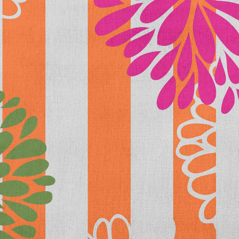 Floral Reversible Throw Pillow, 26" x 26", Orange