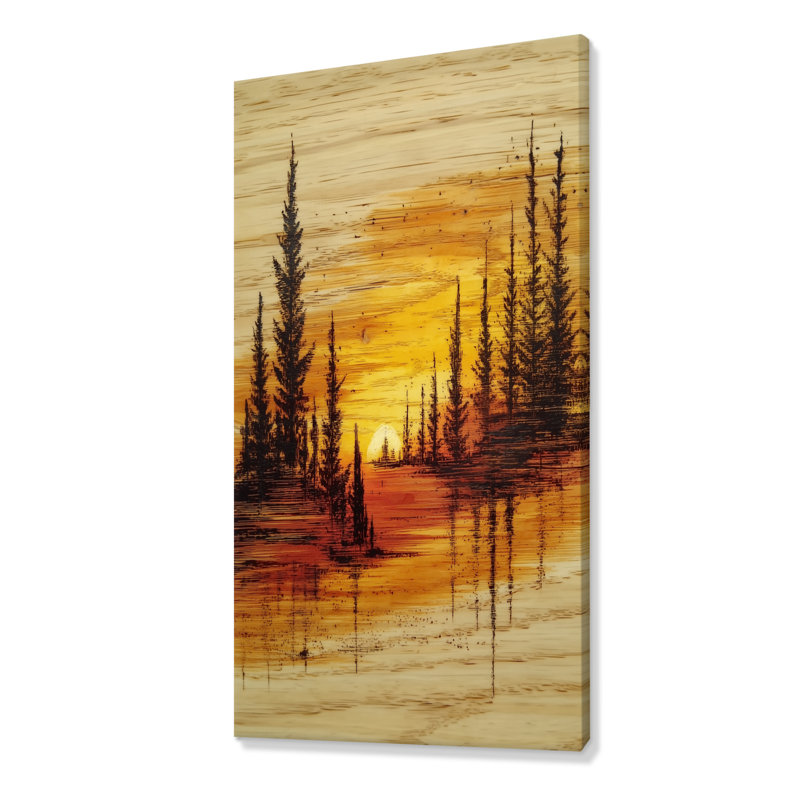 «Winter Sunset In Alaska Forest», reproduction d'art sur toile, paysage noir, H 60 po x l 28 po, Toile tendue