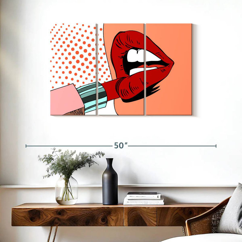Shuttleworth Retro Pop Red Lips, 24" H x 38" W