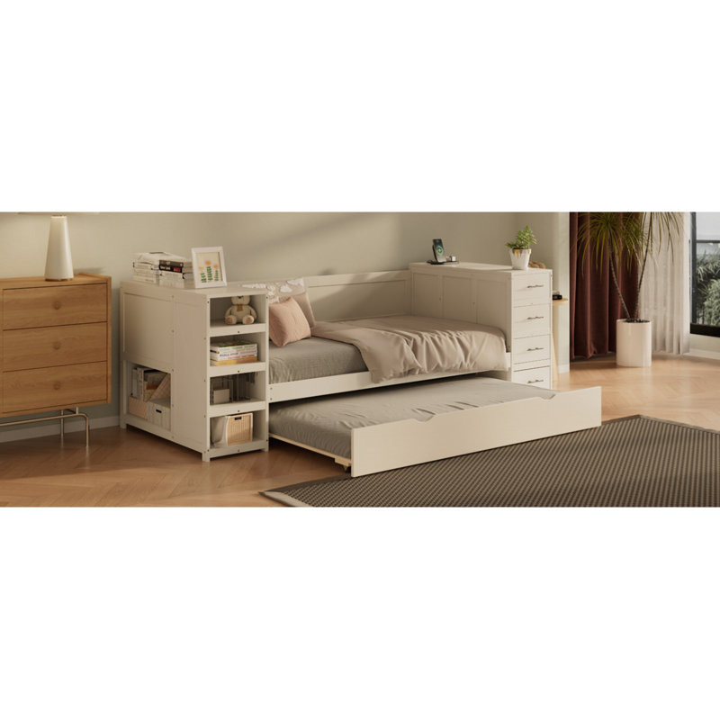 Lit de jour simple avec couchette et tablettes latérales Multi-Fonction
