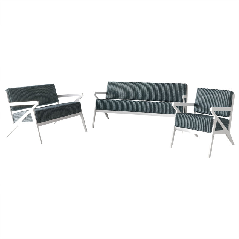 Ensemble de canapé contemporain 3 pièces Merrin, Bleu clair