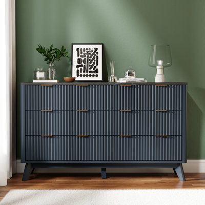 6 Drawers Dresser With Faux Marble Top & Curved Design by Ebern Designs