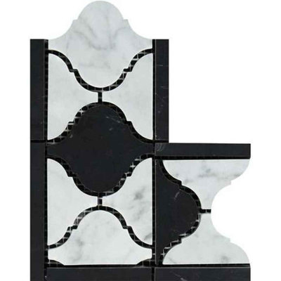 Bordure de coin blanche Carrara Arabesque