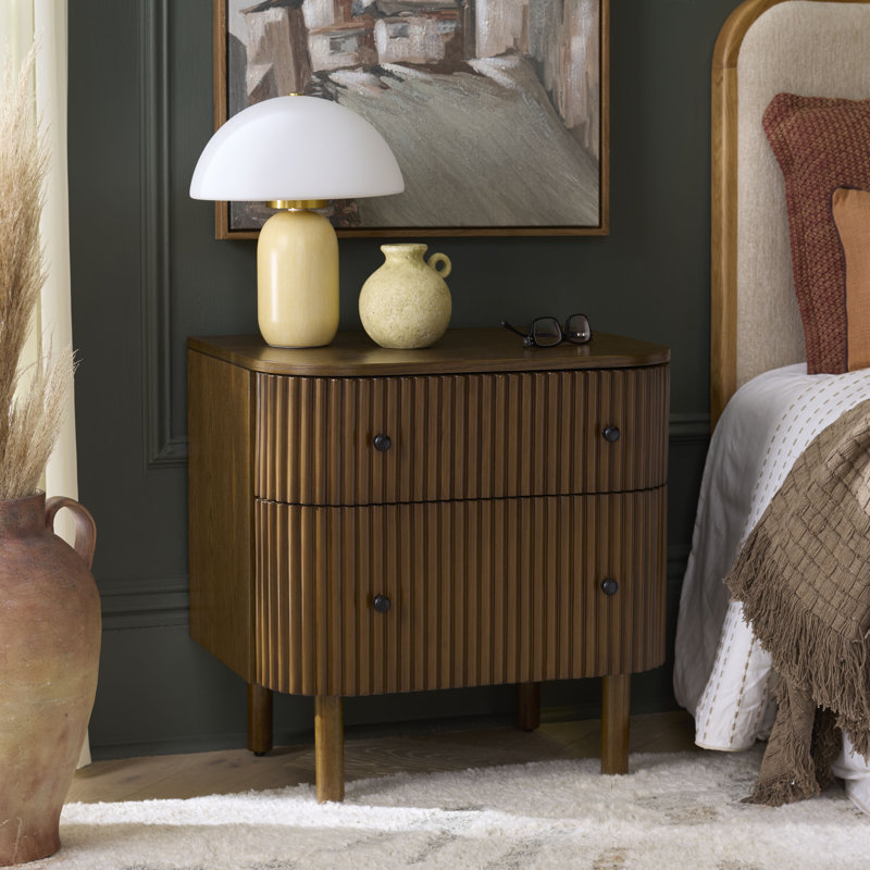 Himanshu 2 Drawer Nightstand, Medium Oak