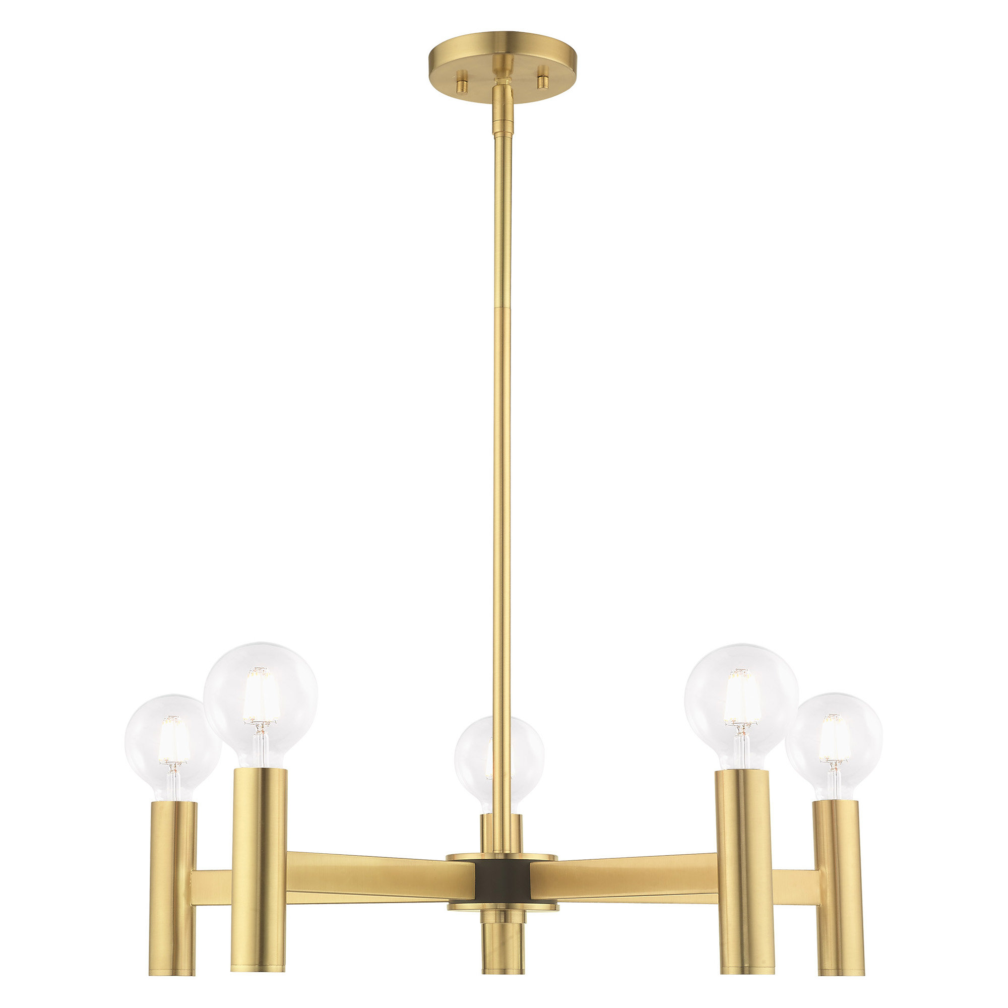 Martella 5 - Light Candle Style Classic / Traditional Chandelier, Satin Brass, 6" H x 25" W x 25" D