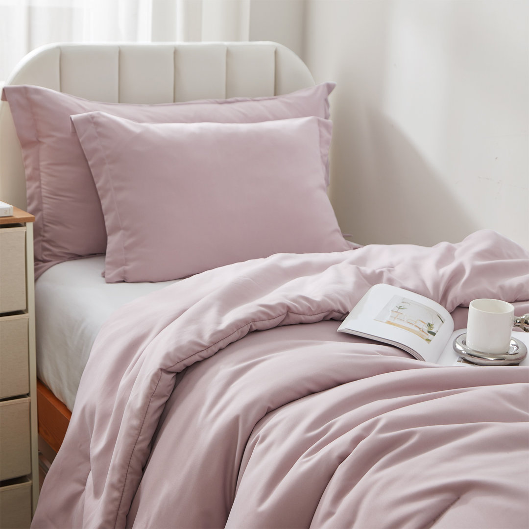 Double Brushed Microfiber Solid Twin XL Comforter Set DormCo 