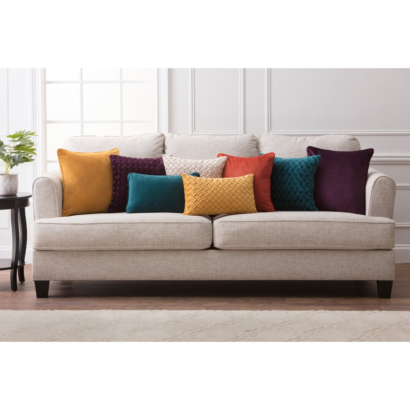 Housse de coussin décoratif en velours texturé Chanasya Origami, rouille