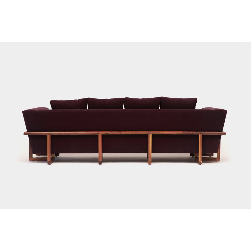 LRG Velvet Sofa, Eggplant, Walnut, No Trays