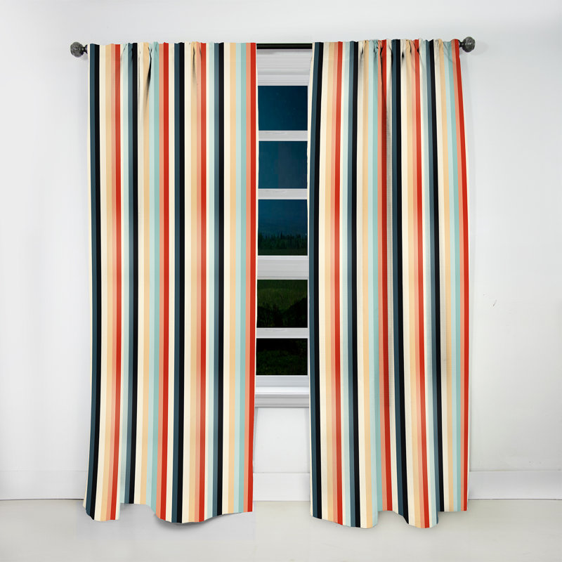 Colorful Nostalgia Striped Motif I - Rideau à rayures - Rideau à rayures obscurcissant - 1 panneaux, L 52 po x L 63 po
