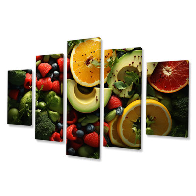 Vegatable Healthy Macro Food III - Farmhouse Wall Art Living Room - 5 Panels