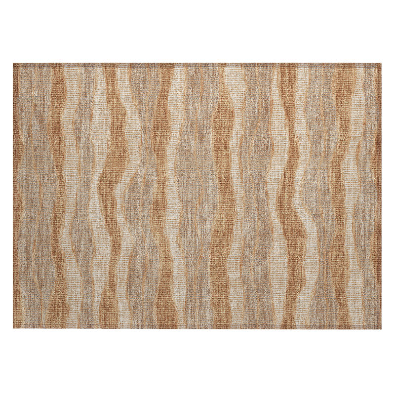 Machine Washable Indoor/Outdoor Chantille ACN2849 Stripes Rug, 1'8" x 2'6", Copper