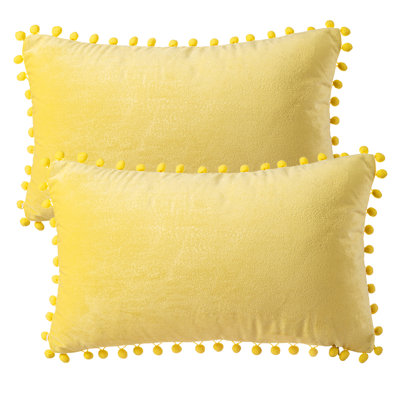 Housse de coussin Silky Velvet Series Pom-poms