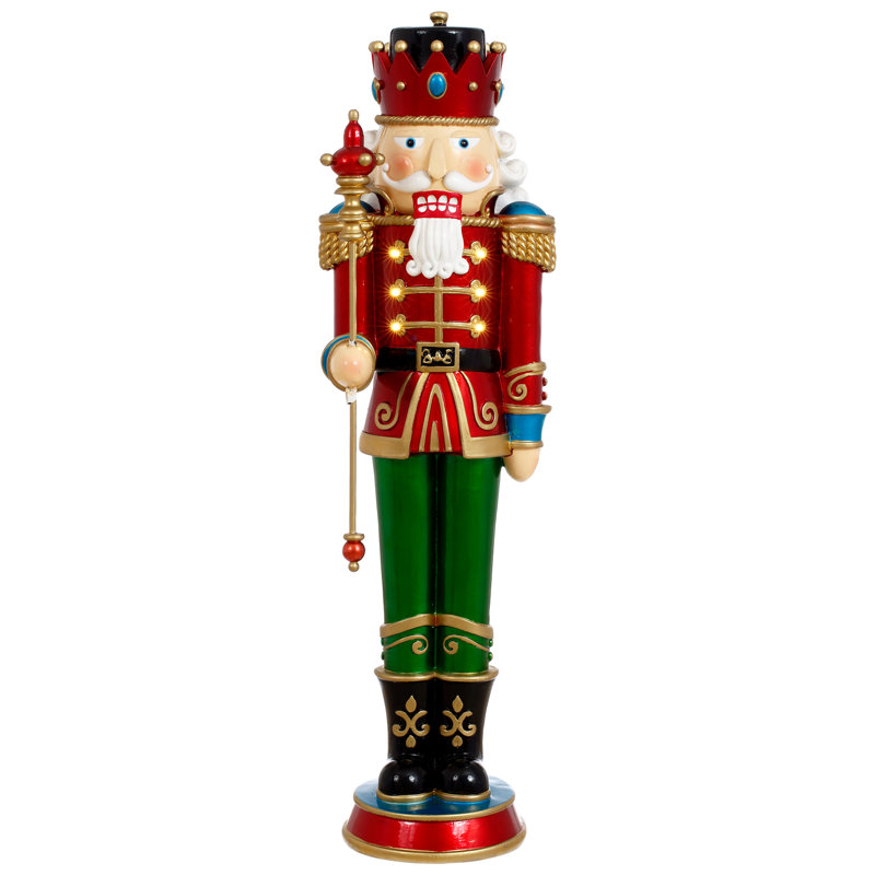 Lighted Nutcracker With Staff - 26.5 Inches