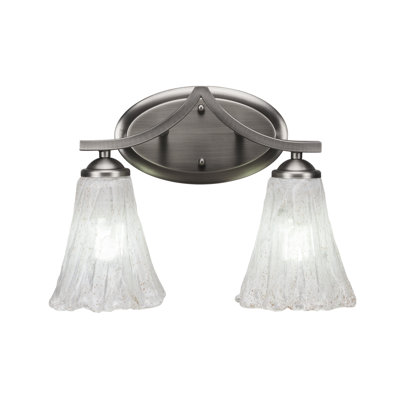 Zilo 2 Light Bath Bar Shown In Graphite Finish With 5.5" Fluted Italian Ice Glass