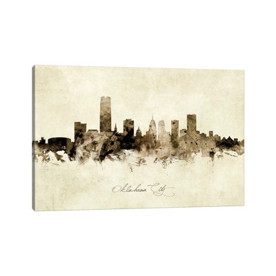 Oklahoma City Skyline by Michael Tompsett - 1 Piece Wrapped Canvas Painting
