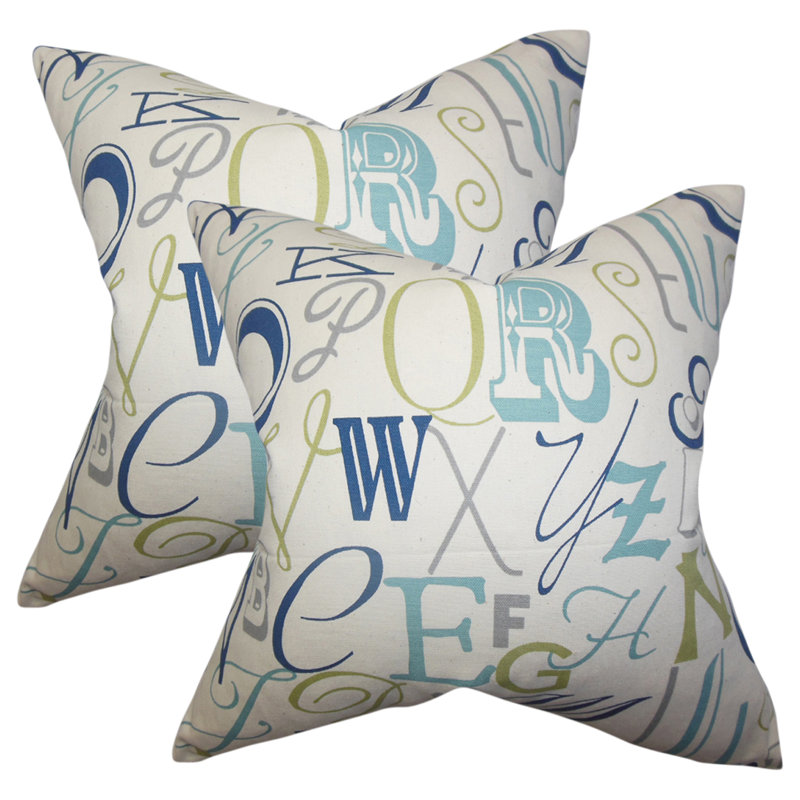 Coussin décoratif en coton Rowles, Bleu