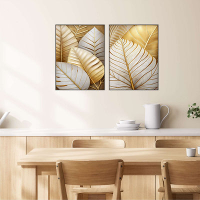 Élégantes peintures décoratives en panneau de fibres à densité moyenne (2 pièces), 23,6 po x 31,5 po chacune | 100% panneau de fibres à densité moyenne, impression numérique de haute qualité | Parfait pour le salon et le bureau
