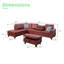 Ensemble de canapé modulaire en similicuir 3 pièces avec repose-pieds rouge-1397428451-1397428478