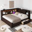 Grand lit de jour en bois avec tablettes de rangement, USB et DEL-471910370-471910371