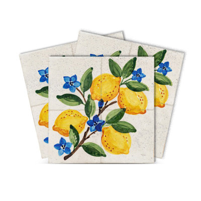 4" x 4" Amalfi Coast Lemon Vinyl Peel and Stick Mosaic Tile