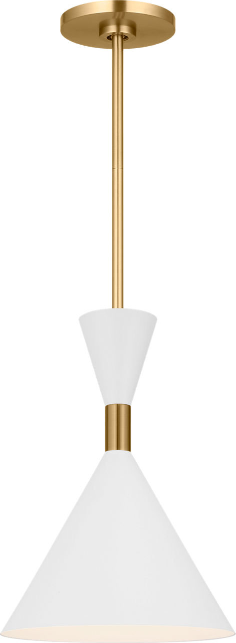 Dimmable Single Light Pendant, Burnished Brass, 14" H x 10" W x 10" D